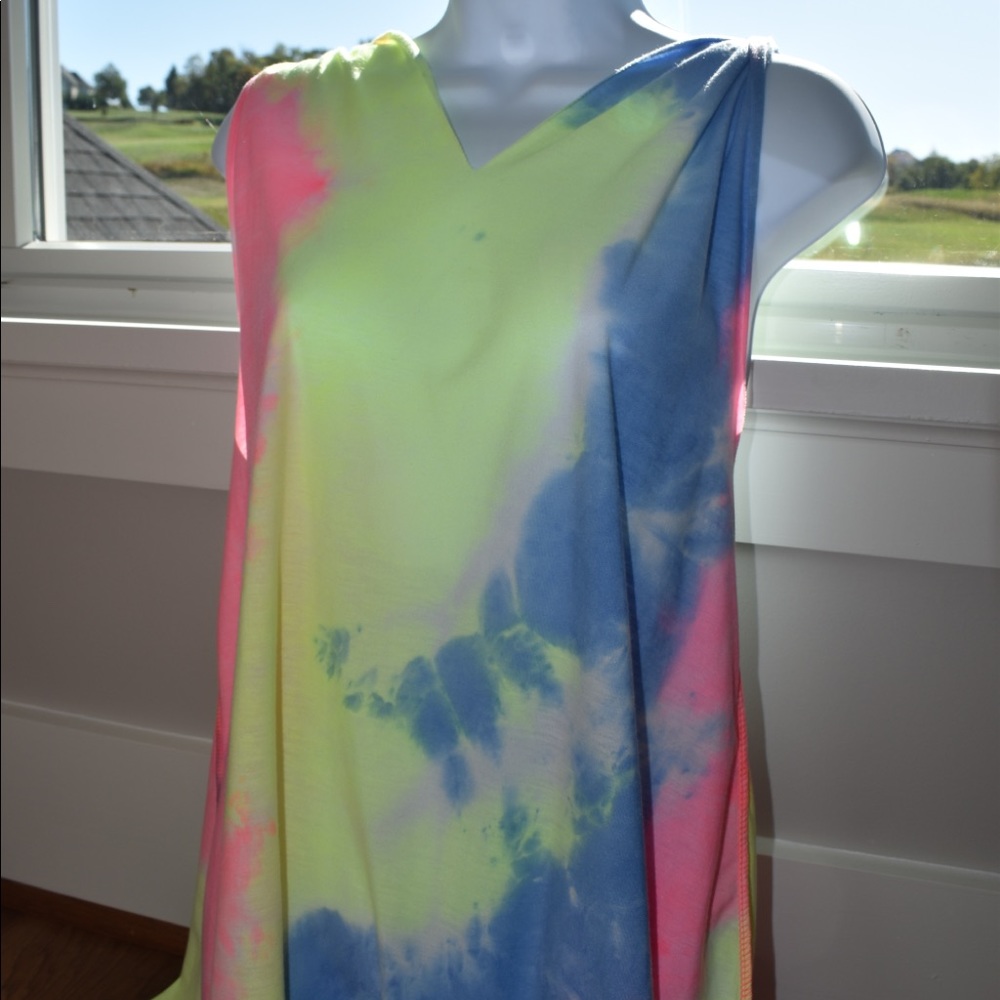 Tie dye cross back dress/coverup